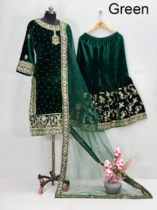 Pinkcityblocks ชุดผ้ากำมะหยี่อะนาร์คาลีชุดปักเลื่อมชุดงานปักเลื่อมชุดปาร์ตี้คุณภาพสูงแบบเย็บเต็มรูปแบบชุดอินเดีย - Product Image 3