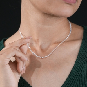Collar de diamantes cultivados en laboratorio con corte redondo y diseño elegante, joyería fina de diamantes para mujer, para venta al por mayor de proveedor indio. - Product Image 5