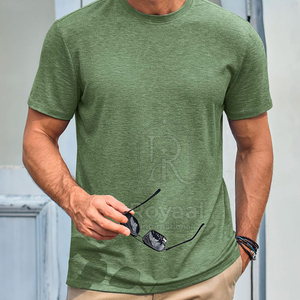 T-shirt pour homme avec logo personnalisé imprimé, 100% coton, col rond, coupe ample, service OEM personnalisé, couleur unie. - Product Image 3