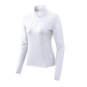 Long Sleeve Stand Collar Sporty <b>T</b>-<b>Shirt</b> Slim Fit Quick Dry Knitted Polyester Solid <b>Green</b> - Product Image 3