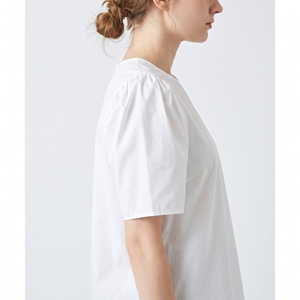 Women's Summer Loose Simple Solid Bow Gathered Shoulder Top Statement Detail Casual Blouse OEM ODM Wholesale Factory Custom Logo - Product Image 2