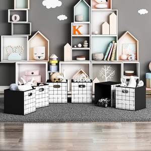 Set di 6 Cubi di Stoffa Pieghevoli da 11 Pollici con Manici, Contenitori Organizzatori per Scaffali e Cesti - Product Image 6