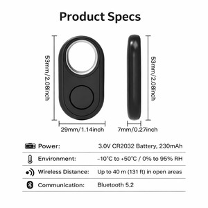 Traceur GPS intelligent certifié MFi Find My, mini balise Bluetooth pour application iOS, localisateur de clés de voiture Apple, bagages, portefeuille, anti-perte, en plastique - Product Image 6