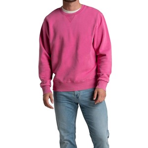 Sudadera de Cuello Redondo Rosa para Hombre, Corte Holgado, Color Sólido, Informal, Tejida en Algodón y Felpa, Ecológica, Transpirable, para Invierno - Product Image 1