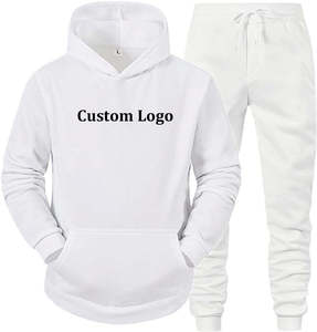 Conjunto deportivo de dos piezas de algodón gris de alta calidad para hombre, con capucha y cremallera lateral, personalizable con logotipo. - Product Image 4