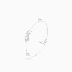 Pulsera moderna con cadena de caja redonda y diamante cultivado en laboratorio de 0.36 quilates en forma de infinito, en oro amarillo, blanco y rosa de 9 quilates. - Product Image 2