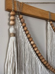 Decoración de Pared Rústica Moderna con Cuentas de Madera y Borlas, Adorno Colgante Hecho a Mano con Perlas de Madera Natural, Decoración para el Hogar Diwali - Product Image 4