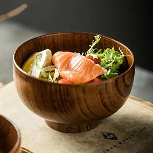 Bol en bois fait main économique pour servir le petit-déjeuner, le déjeuner et le dîner, avec un style de décoration rustique élégant pour la maison - Product Image 2