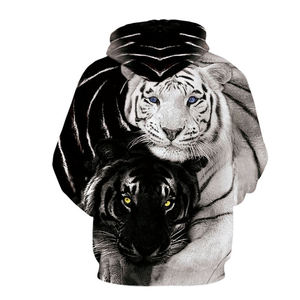 Sweat-shirt à capuche pour homme avec imprimé loup, sublimation, polyester, hiver, décontracté - Product Image 1