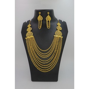 Ensemble de collier de bijoux de mode avec des bijoux de boucle d'oreille Dubai ensembles de bijoux de luxe de mariage en gros collier en or - Product Image 3