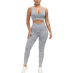 Ensemble de sport de yoga 2 pièces pour femmes, haut et leggings extensibles pour la gym, le fitness, l'entraînement, les exercices, vêtements de sport respirants - Product Image 1