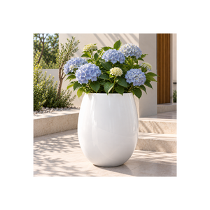 Pot de fleurs en fibre de verre de luxe sur mesure avec finition aspect marbre, élégant récipient décoratif pour plantes pour jardin et terrasse - Product Image 1