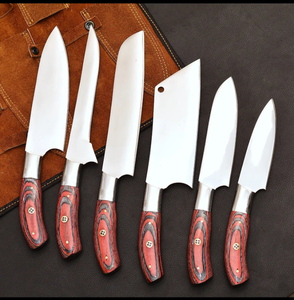 Ensemble de couteaux de chef professionnels en acier inoxydable de haute qualité fabriqués à la main par PAK ENTERPRISES avec manches en bois personnalisés pour la cuisine - Product Image 2