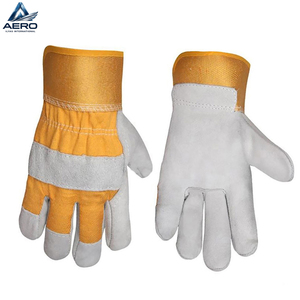 Multi-Purpose Industrial Utility Heavy-Duty Newest With Flexible Yellow Canvas Back Premium Quality Split Leather Work <b>Gloves</b> - Product Image 2