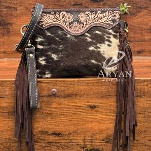 กระเป๋าสะพายพาดลำตัวหนังแท้สำหรับผู้หญิง, กระเป๋าหนังวัวสะพายไหล่ความจุมาก - Product Image 1