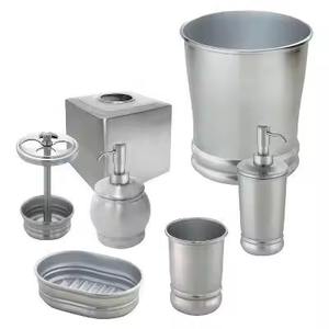 Juego de baño decorativo de metal premium con dispensador de jabón líquido y jabonera - Product Image 6