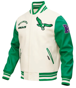 Chaqueta Philadelphia Retro Personalizada al por Mayor OEM, Reversible, con Cierre de un Solo Botón, Color Blanco/Verde Sólido - Product Image 2