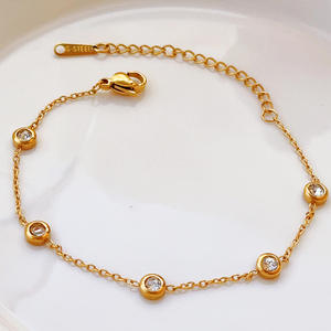 AMBER JEWELS Pulsera de tenis minimalista chapada en oro de 10K con engaste de piedra natural, unisex, para uso diario, certificada por IGI - Product Image 3