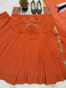 Traditionele Indiase stijl, zware faux georgette salwar kameez met diamanten bewerking, lange mouwen, damespak, designer dupatta, sneldrogend, geschikt voor feesten - Product Image 6