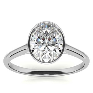 Élégante bague de fiançailles solitaire en moissanite ovale incolore de 2 carats, sertie clos en or blanc massif 10K, pour demande en mariage - Product Image 1