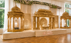 Mandap et scène de mariage sud-indiens au design Manavarai, Mandapam Manavarai pour cérémonie de mariage hindou, Mandap Manavarai pour cérémonie de mariage Telugu - Product Image 3