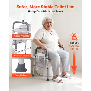 Sedile WC Rialzato Regolabile in Altezza e Larghezza, Capacità di Carico 400 Libbre, con Cuscino Imbottito e Braccioli - Product Image 6