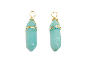 Natural Rough Aquamarine <b>Crystal</b> <b>Cluster</b> Gold Plated Brass Pendant Charms Raw Blue Gemstone Healing Findings IGI Certified - Product Image 2