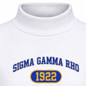 Sudadera de cuello alto para mujer Sigma Gamma Rho, blanca, con gráfico de hermandad griega, jersey de manga larga, estilo casual universitario y urbano - Product Image 5