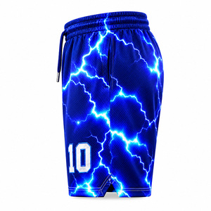 Pantalones Cortos de Baloncesto para Hombre con Gráfico de Rayo, Malla Transpirable, 100% Poliéster, Secado Rápido, Bolsillos Deportivos, Cintura Elástica con Cordón Ajustable - Product Image 6
