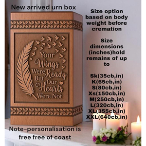Engraved Rosewood Wing Urn: Pet/Human Ashes Keepsake Custom Memorial urn Memorial Keepsake by AYAANS - Product Image 5