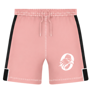 Ensemble uniforme de rugby rose clair et noir à manches courtes, maillot de rugby rayé à col ras du cou, short à cordon de serrage, performance athlétique, entraînement - Product Image 4