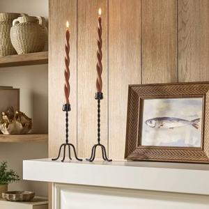 Vintage design matt black PVD coated cast aluminum candle holder set <b>twisted</b> <b>taper</b> <b>candlestick</b> holder customization options - Product Image 2