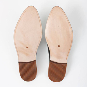 Mules en cuir de vache marocain faites à la main, dessus en cuir véritable, sabots confortables pour femmes, pantoufles couleur tan, chaussures tendance, semelle intermédiaire en caoutchouc - Product Image 3