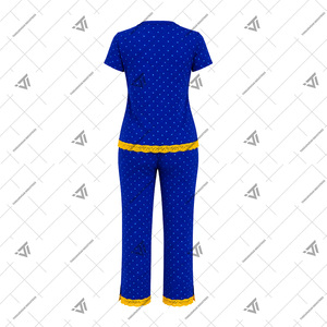 Ensemble de pyjama et de détente personnalisé pour femmes, motif pois et dentelle, inspiré de la sororité grecque Sigma Gamma Rho, vente en gros - Product Image 3