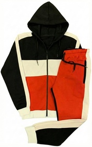 Nouvel ensemble de survêtement polaire chaud pour homme, avec blocs de couleur, pour l'hiver, comprenant un sweat à capuche et un pantalon de jogging, tenue de sport décontractée pour homme - Product Image 2