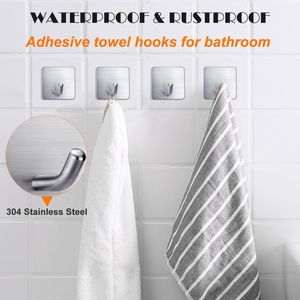 Ganchos para Toallas de Acero Inoxidable Resistentes, Adhesivos e Impermeables, para Montar en la Pared, para Colgar Toallas en el Baño - Product Image 3
