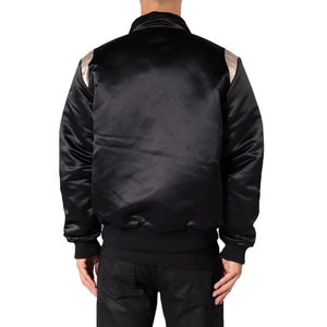 Satin Bomber Varsity Baseball Single Button Closure O-Neck Collar Street Waterproof Windproof <b>Jacket</b> for Men 100% High Quality - Product Image 2