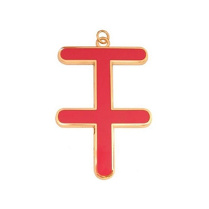 Collar Masónico de 66.º Grado Memphis Misraim, Joya Chapada en Oro con Esmalte Rojo, Medalla Ceremonial Masónica - Product Image 1
