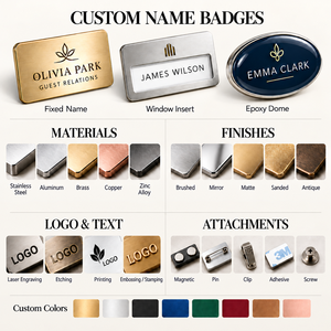 Badge nominatif personnalisé en métal pour employés, étiquette nominative personnalisée avec logo pour uniforme de travail, fabricant OEM - Product Image 6