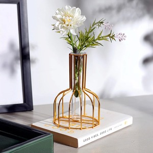 Modern Neck Metal Bud Vase Narrow Opening Decorative Flower Vase for Single Stem <b>Table</b> Decor and Gifting Use - Product Image 1