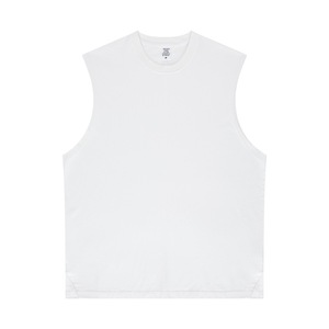 Men's <b>White</b> Sleeveless O-Neck <b>Tank</b> <b>Top</b> 100% Cotton Casual Knitted Solid Color Plain Dyed Style - Product Image 6
