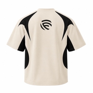 Custom Beige & <b>Black</b> Oversized Sports T-<b>Shirt</b> – Premium Polyester Performance Streetwear Tee for Men & Women - Product Image 3