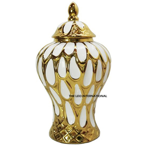 Vintage <b>Art</b> <b>Deco</b> Blue White Enamel Porcelain Tabletop <b>Vase</b> Handpainted Ginger Jar Geometric Design with Lid for Home Decor - Product Image 4