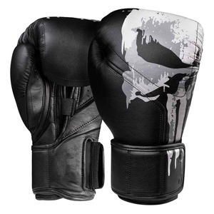 Gants de boxe en cuir noir avec fermeture à lacets pour les poignets, pour l'entraînement des adultes - Product Image 5