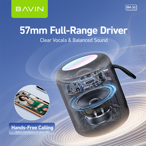 Altavoz Inalámbrico BAVIN BM36 con Iluminación RGB, BT5.3, TWS Estéreo, Batería de 1800 mAh, con Correa - Product Image 3