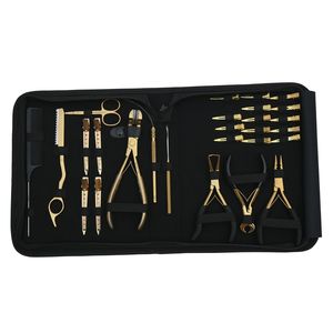 Hair Extension <b>Tool</b> <b>Kit</b> Microbeads Crimping & Remover Plier Keratin Bond Cutter Loop Hook Clips Scissors Comb Barber Razor Set - Product Image 1