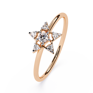 Round Brilliant Lab-Grown Diamond Royal Star Crown 10K Gold <b>Ring</b> with Trendy Luxury Detailing and Bold <b>Statement</b> Design - Product Image 1