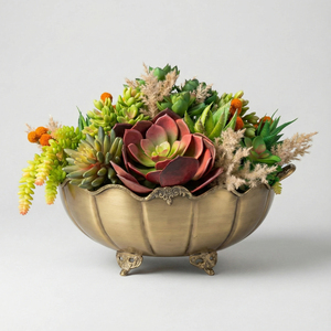 Pot de fleurs vintage en laiton poli fait main de style antique avec poignées, idéal pour plantes succulentes, décoration de salon, centre de table - Product Image 4