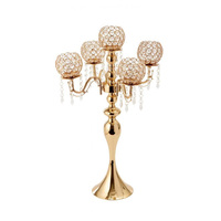 Porte-bougie de luxe en fer forgé de style européen moderne, sans flamme, sans plomb, écologique, avec perles de cristal pour Noël
