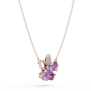 Rose Gold Plated 925 <b>Silver</b> Amethyst Flower Pendant Necklace Women's Romantic <b>Snake</b> <b>Chain</b> Everyday Wear - Product Image 2